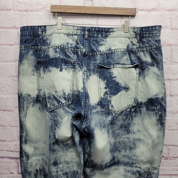 Encrypted Moto Biker Distressed Denim Jeans Mens 20W Grunge Cyber Y2K Streetwear - Picture 4 of 11